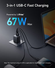 Refurbished Anker Prime 67W GaN Wall Charger (3 Ports)