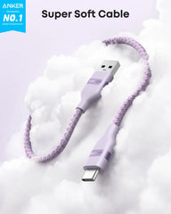Anker USB-A to USB-C Cable (Upcycled-Braided, 2 Pack, Violet)