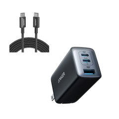Anker 735 Charger (Nano II 65W) and New Nylon USB-C to USB-C 100W Cable (10 ft)