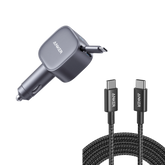 Anker Nano 75W Car Charger and New Nylon USB-C to USB-C 100W Cable (10 ft)