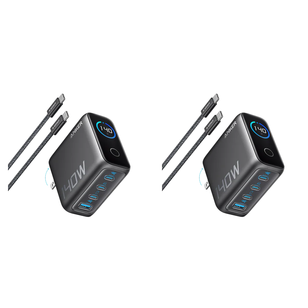 Anker Charger (140W, 4-Port, PD 3.1) with USB-C Cable(2-pack)